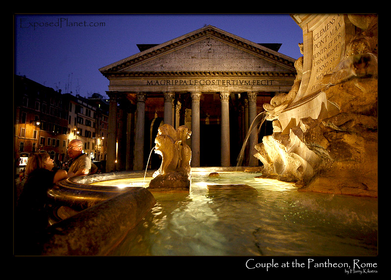 Couple at the Pantheon fountain in Rome