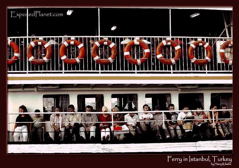 Commuters on a ferry in Istanbul, Turkey