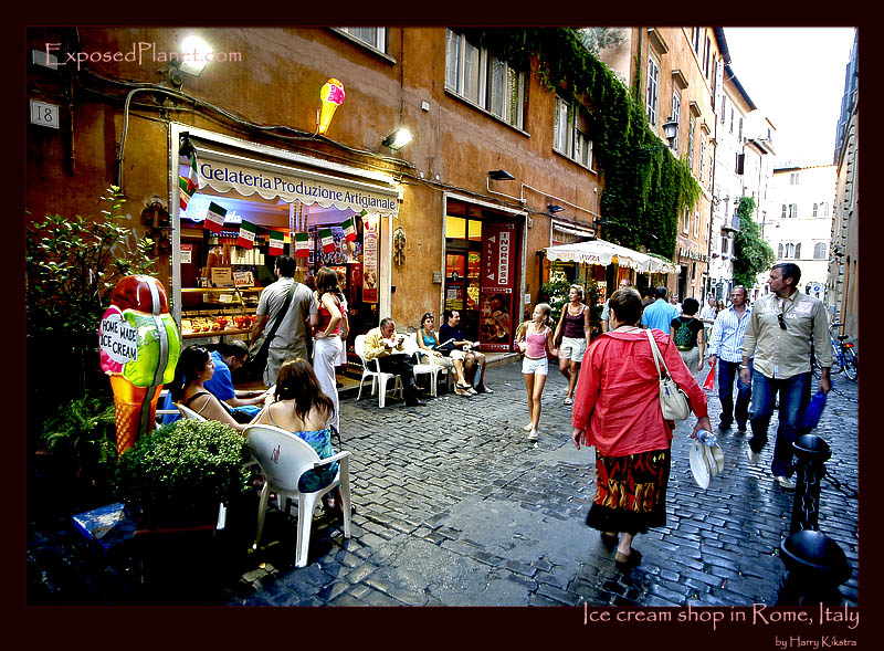 Ice cream shop in Rome, Italy