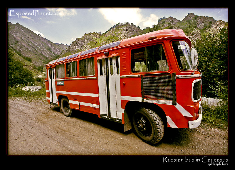 Lonely bus in Russia