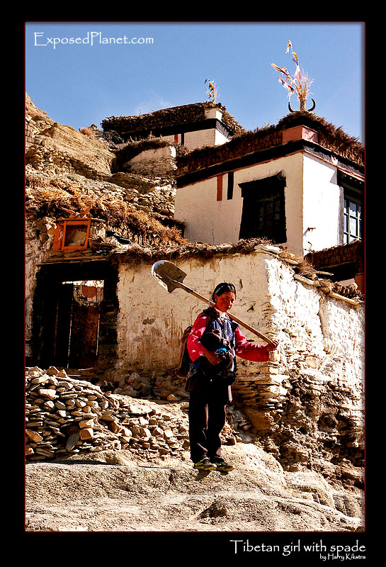 Tibetan girl with spade