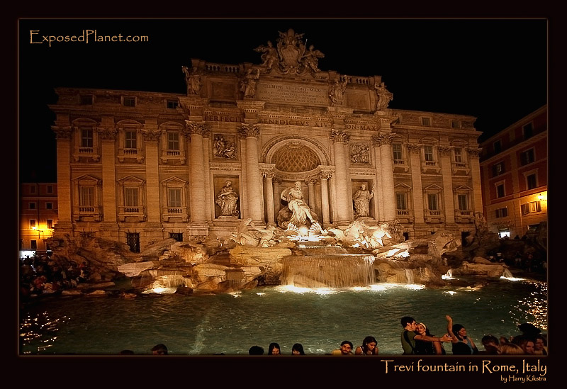 Trevi fountain at night in Rome, Italy