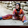 Girl playing with rocks, Phakding, Nepal