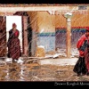 Nuns in a snowstorm in Rongbuk monastery, Tibet